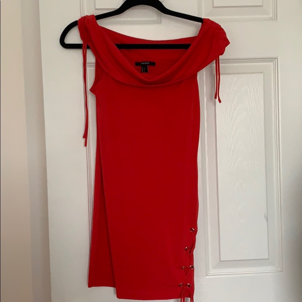 Forever 21 off the shoulder red bodycon dress